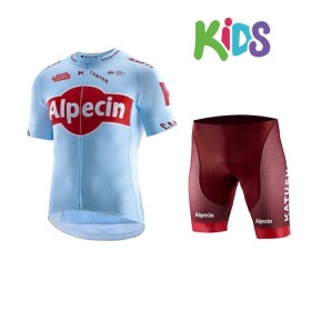 Set Wielershirt + Fietsbroek Kort 2019 Team Katusha Alpecin Kids N001